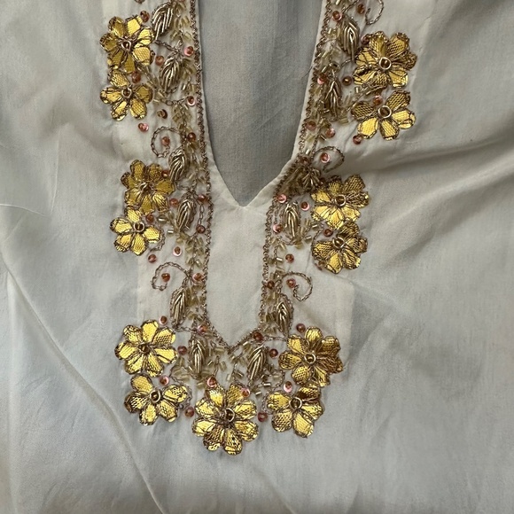 Elizabeth Hurley Beach Silk Tunic Size S Handcrafted Embroidered (WD004) - Picture 7 of 8